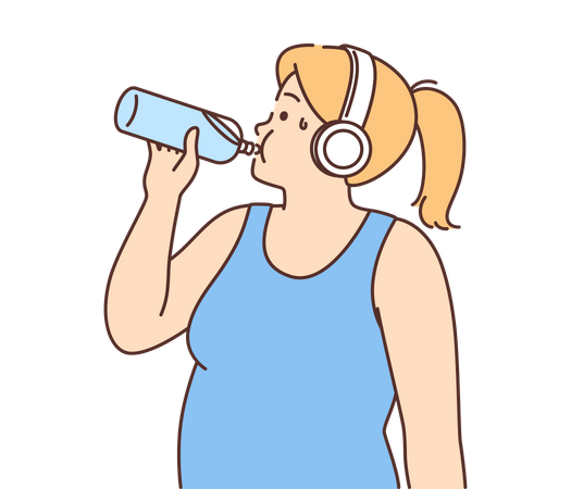 Girl drinking water  Illustration