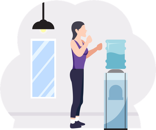 Girl drinking water after workout  Illustration