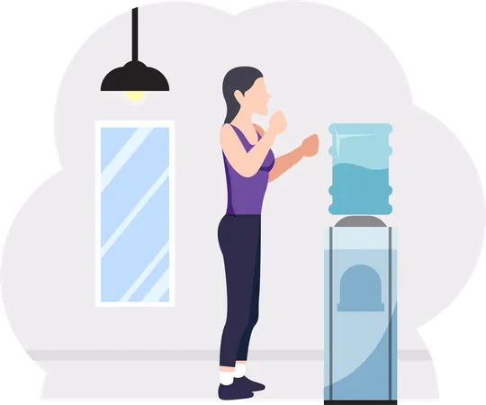 Girl drinking water after workout  Illustration