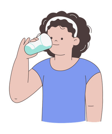 Girl drinking water  Illustration