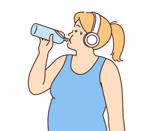 Girl drinking water  Illustration