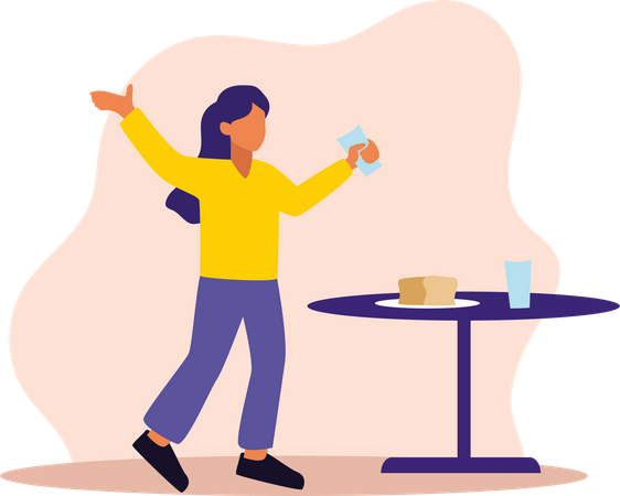 Girl drinking water  Illustration