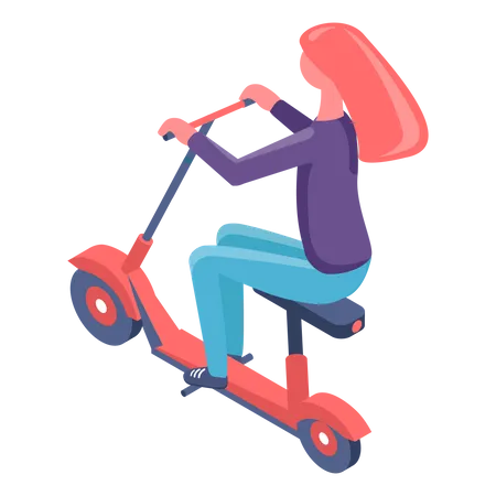 Girl driving electric bike Illustration