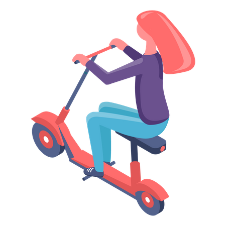 Girl driving electric bike  Illustration