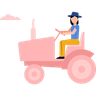 illustrations for woman driving tractor