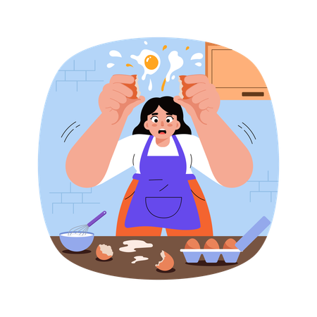 Girl dropping Egg  Illustration