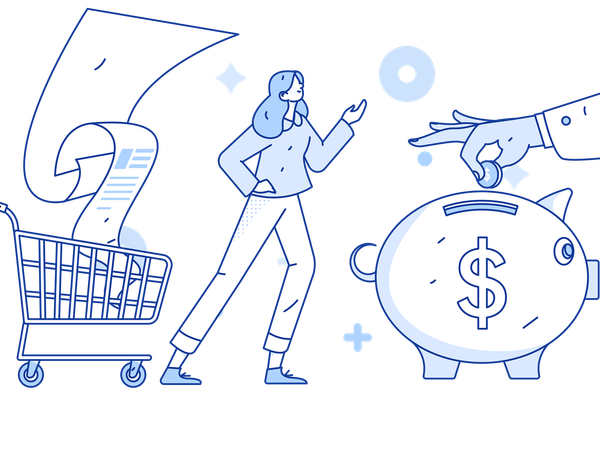 Girl earning cashback  Illustration