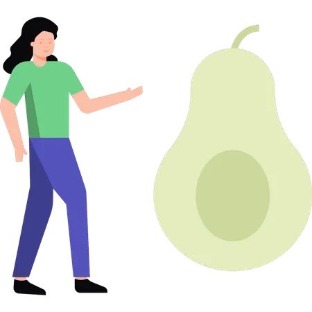 Girl eating avocado  Illustration