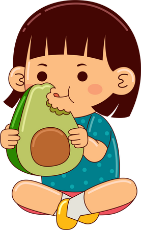 Girl Eating Avocado  Illustration