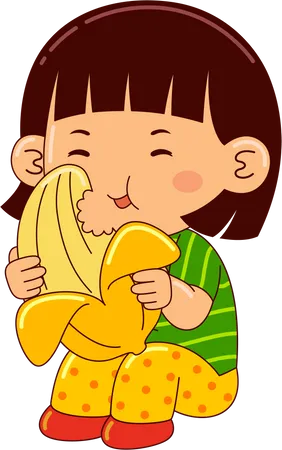 Girl Eating Banana  Illustration