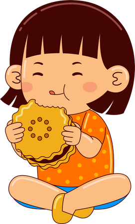 Girl Eating Biscuit  イラスト