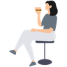 illustrations of girl eating burger