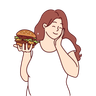 girl eating burger illustration svg