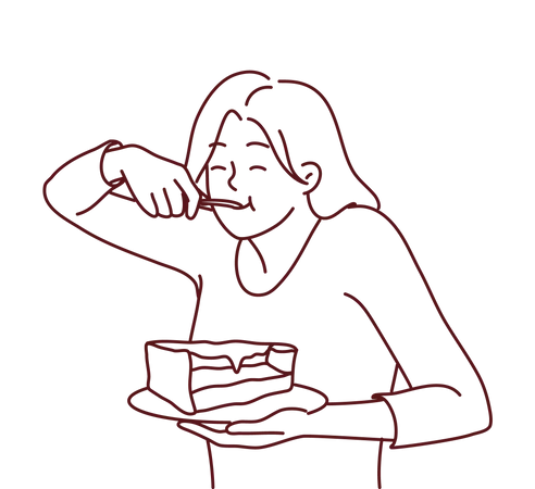 Girl eating cake  Illustration