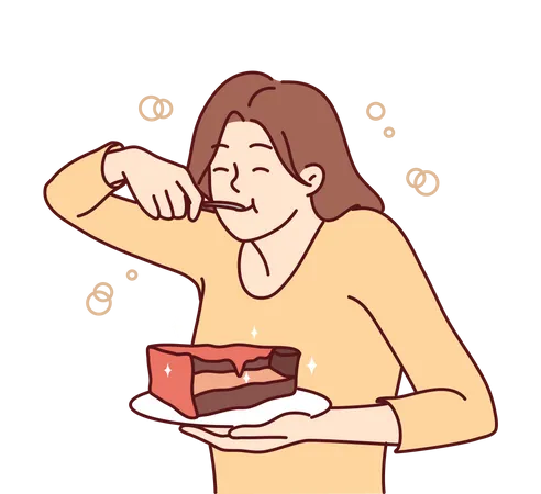 Girl eating cake  Illustration