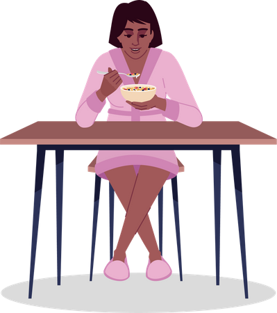 Girl eating cereals  Illustration