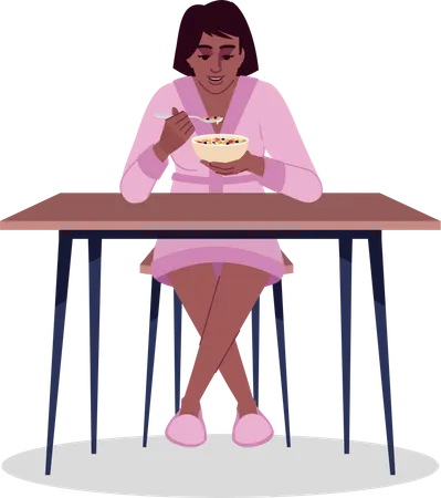 Girl eating cereals  Illustration