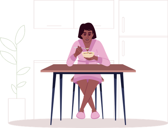 Girl eating cereals  Illustration