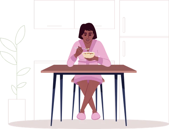 Girl eating cereals  Illustration