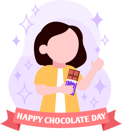 Girl eating chocolate Illustration