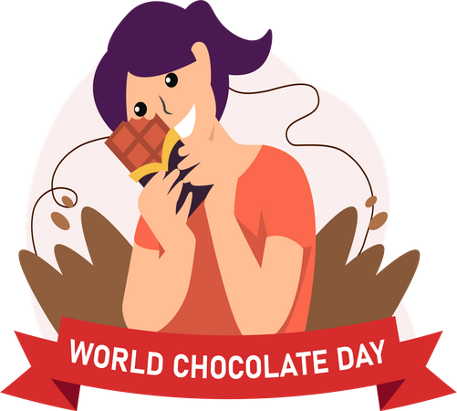 Girl eating chocolate Illustration