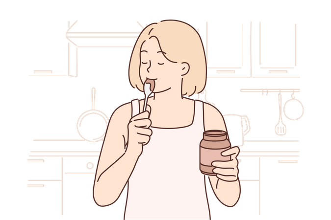 Girl eating chocolate  Illustration