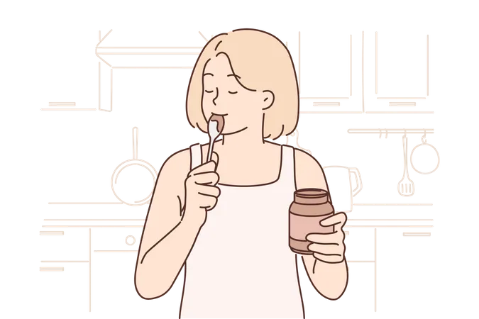 Girl eating chocolate  Illustration