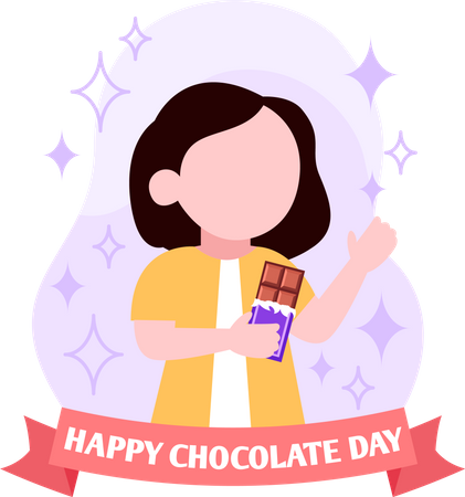 Girl eating chocolate  Illustration