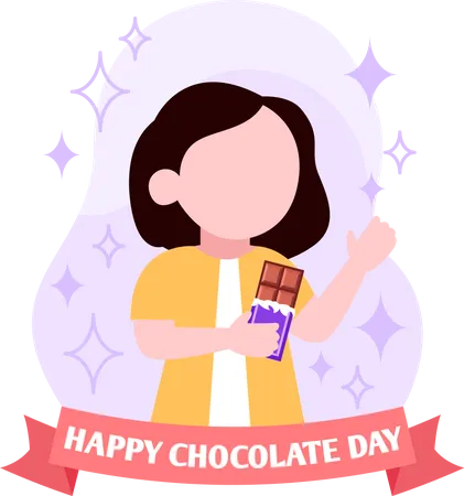 Girl eating chocolate  Illustration