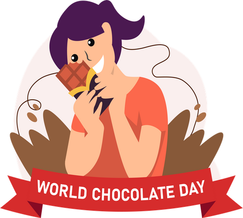 Girl eating chocolate  Illustration