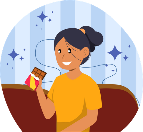 Girl eating chocolate  Illustration