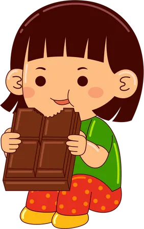 Girl Eating Chocolate  Illustration