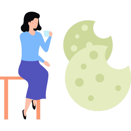 Girl eating cookies  Illustration