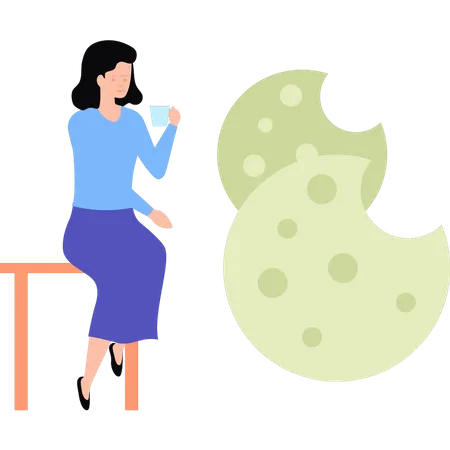 Girl eating cookies  Illustration