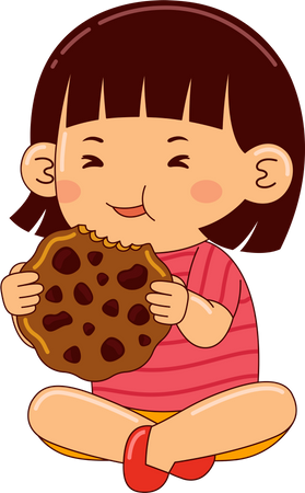 Girl Eating Cookies  Illustration