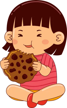 Girl Eating Cookies  Illustration