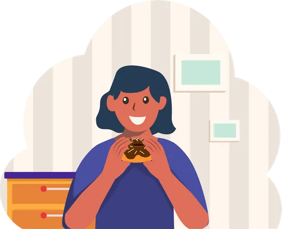 Girl eating donut  Illustration