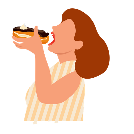 Girl eating doughnut  Illustration