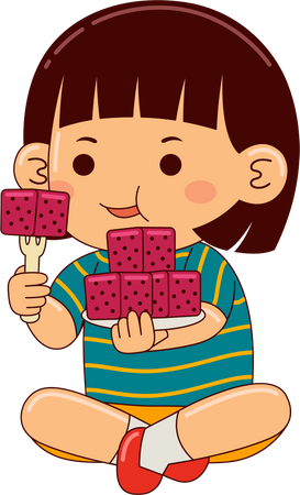 Girl Eating Dragon Fruit  Illustration