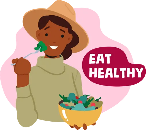 Girl eating healthy  Illustration