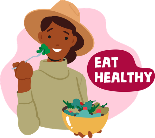 Girl eating healthy  Illustration