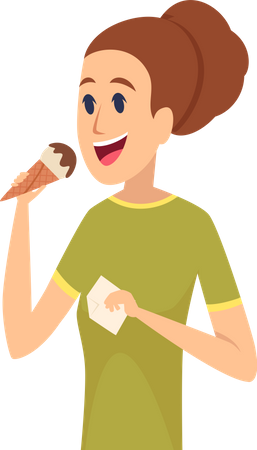Girl eating ice cream Illustration