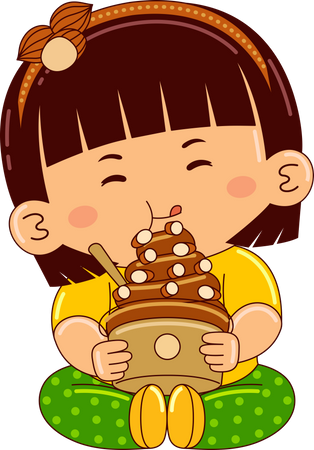 Girl eating ice cream cup  Illustration