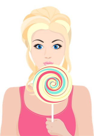 Girl eating lollipop  Illustration