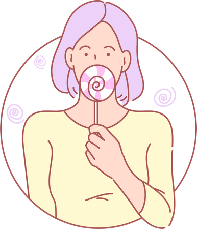 Girl eating lollipop candy  Illustration