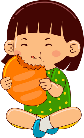 Girl Eating Mango  Illustration