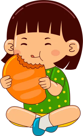 Girl Eating Mango  Illustration