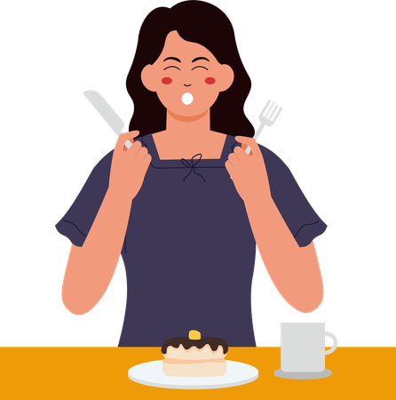 Girl Eating Pancake  Illustration