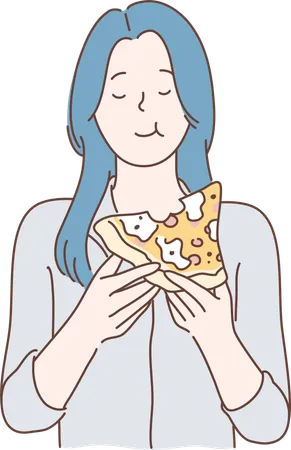 Girl eating pizza  Illustration