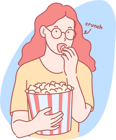 Girl eating popcorn  Illustration